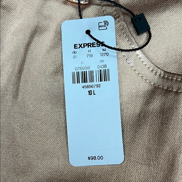 Express Rose Gold Skyscraper Mid Rise Women Coated Jeans size 10L - Picture 7 of 9